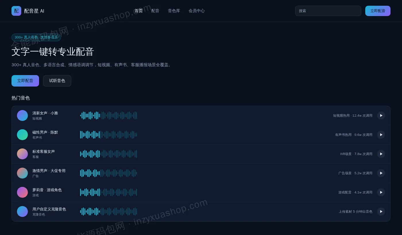 AI配音网站前台首页截图